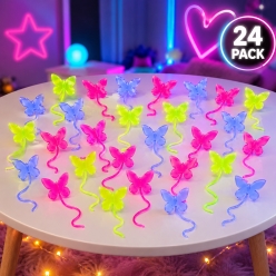 Glow-in-the-Dark Sticky Butterflies on String-24Pk